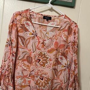 Papillon Blanc Floral Blouse in Pink and Orange